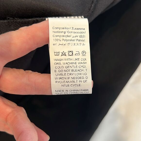 Shein sz6 NWOT black edgy faux leather raw hem open front shawl collared jacket - Picture 5 of 7